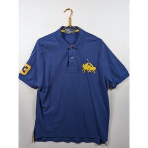 Vintage Polo By Ralph Lauren Mens DUELING PONIES Embroidered Logo XL Blue Cotton